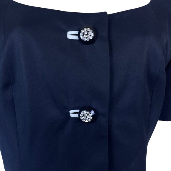 Ann Lawrence Today Black & White Short Sleeve Button Front Dress Sz 12 - New - Picture 5 of 10